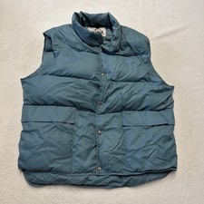 VTG Woolrich Unisex Goose Down Puffer Vest Snap Button Size Med/Lar Blue/green