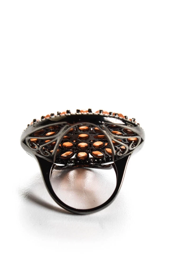 Rarities 女式纯银 Carnelian Cabochon 集群鸡尾酒戒指 8 码 — 第 3/4 张图片