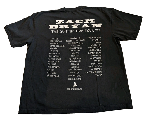 Zach Bryan Quittin Time Tour Black T Shirt,  Men's XL-One of These Days 2024 ZBB - Picture 2 of 6