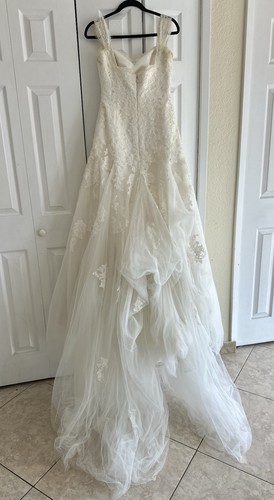 Pronovias Wedding Princess Ball Gown W Shoulder Straps Embroidered Tulle Sz 10 - Picture 8 of 19