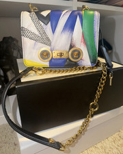 Versace Small Multicolor Logo Medusa Crossbody Bag Gold Hardware Chain Strap