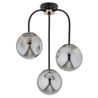 Deckenleuchte 3-Flammig Schwarz Rauchglas E14 H:47 Cm Deckenlampe Esszimmer
