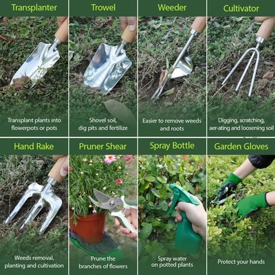 Comprehensive 10-Piece Gardening Tools Set with Detachable Tote and Folding Seat