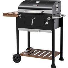 24-Inch Outdoor Charcoal Grill with Folding Table & Ash Tray Convenience