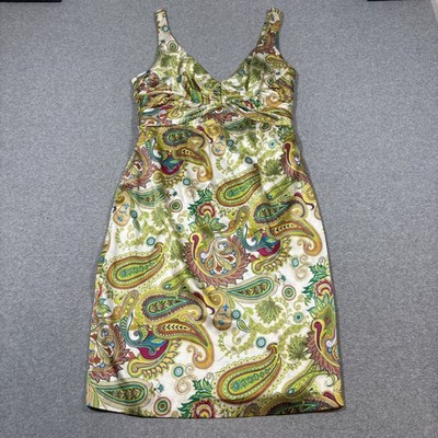 VTG David Meister Sz 8 Sheath Dress Lined Babydoll Paisley Floral Silk