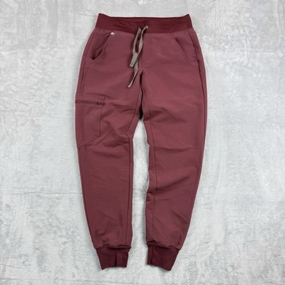 FIGS Zamora Technical Collection Jogger Scrub Pants Burgundy XXS Petite Uniform