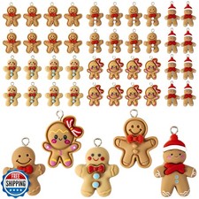 50Pcs Gingerbread Man Christmas Charms Pendants, Gingerbread Figurines Resin