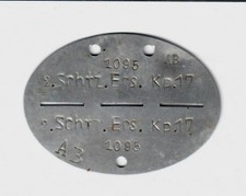 Original Wehrmacht Erkennungsmarke – 2. Schützen-Ersatz-Kompanie 17 – Blutgruppe
