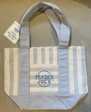Trader Joe s Mini Pastel Stripe Canvas Tote Bag Green Blue Limited Edition