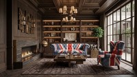 Chesterfield 3-Sitzer Sofa Ohrensessel Union Jack Samt British Vintage