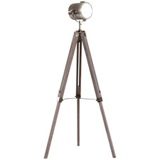 Floor Lamp Pine Tripod 140cm Adjustable Old Wood Bronze & Rose Gold Searchlight