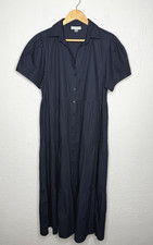Calvin Klein Cotton Tiered Long Women’s Sz 14 Dark Navy Blue Cotton Lightweight