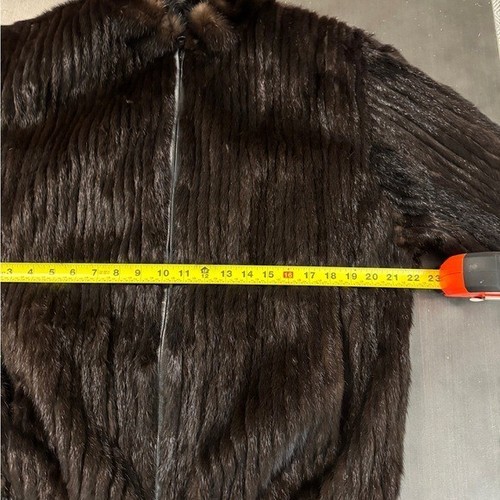 Vintage Mink Fur Leather Coat Brown Sheared Reversible Rich Mobwife Large Bomber - Picture 3 of 6
