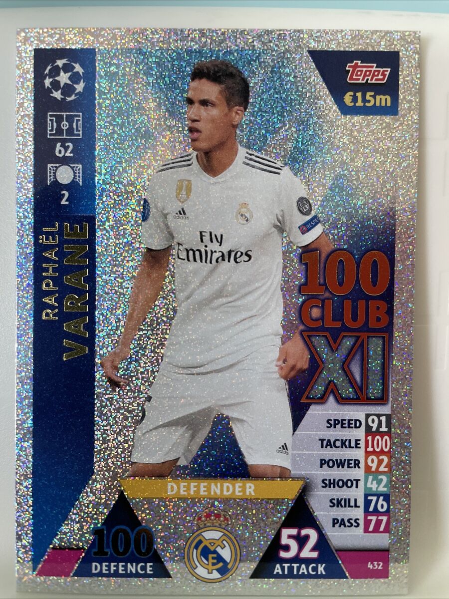 Raphael Varane 100 Club XI Foil 432 Match Attax 2018 2019 Raphael Varane 100 Club XI Foil 432 Match Attax 2018 2019