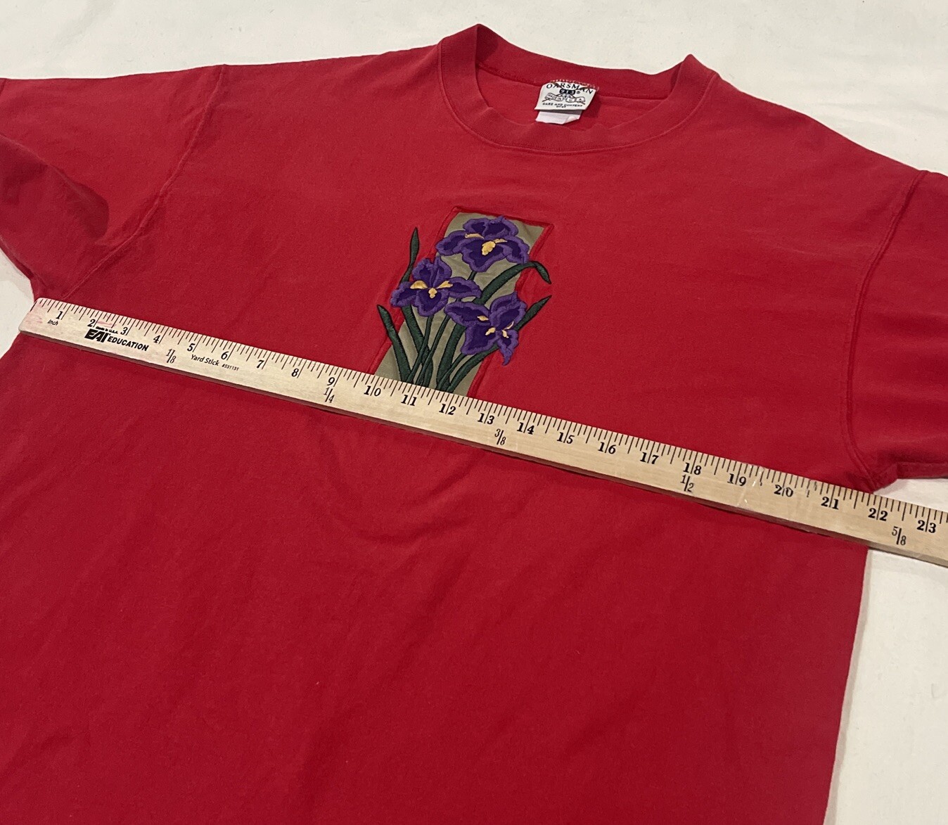 FILA T shirt vintage Oarsman 913 uomo grande rossa Alaska con logo Iris viola cucito