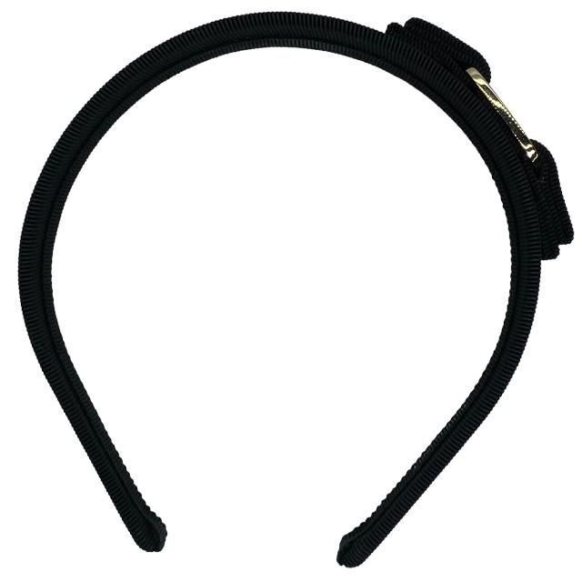 ferragamo ブラック ヘアバンド　美品 FERRAGAMO - フェラガモ ブラックヘアバンド ゴールド金具付きの