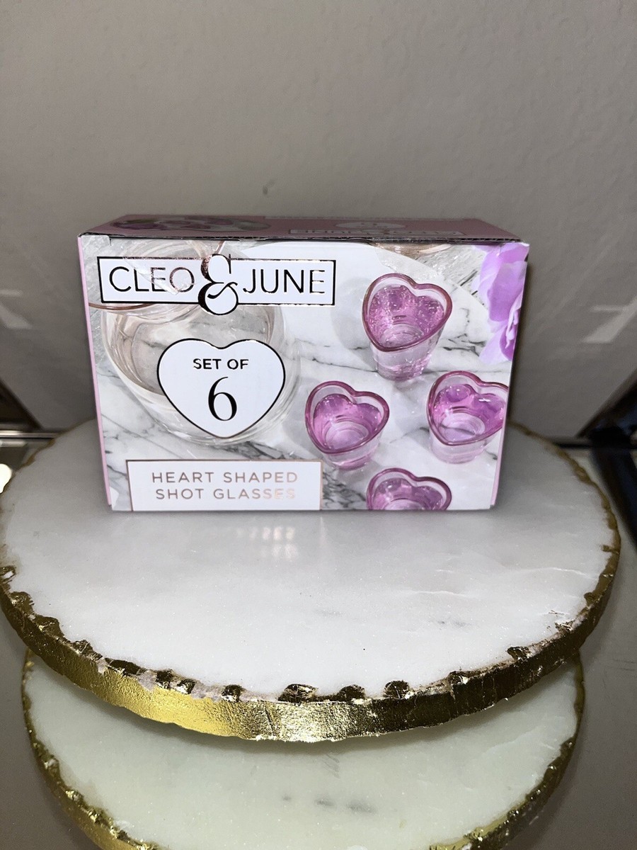 6-NIB CLEO & JUNE PINK HEART SHAPED SHOT GLASSES | eBay