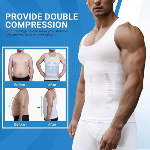 Mens Slimming Body Shaper Tank Top Abdomen Gynomastica Compression Vest Shirt - Picture 4 of 21