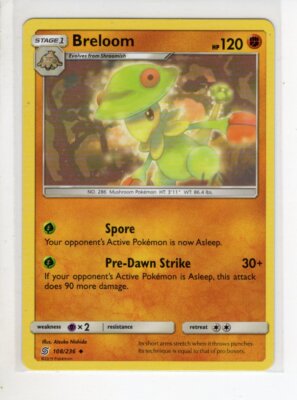 BRELOOM UNIFIED MINDS SET POKEMON CARD 108/236 EX/NM