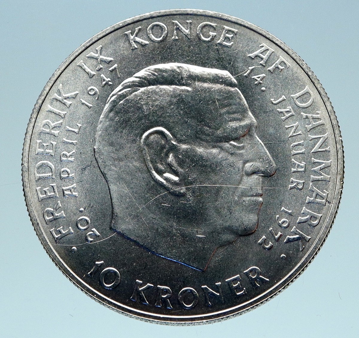 1972 DENMARK King Frederick IX & Queen Margrethe II Silver 10