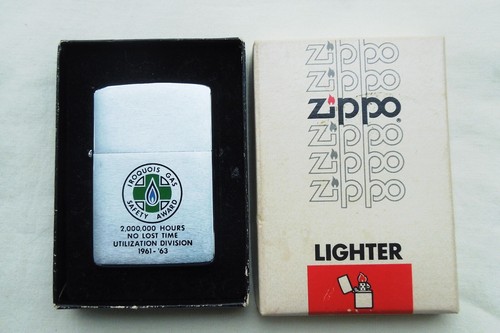 1963 Industry Safety Award Zippo Lighter Iroquois Gas New Old Stock