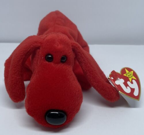 TY Beanie Baby Rover the Red Dog RETIRÉ 1996 avec étiquettes erreurs granulés de PVC - Photo 1 sur 9