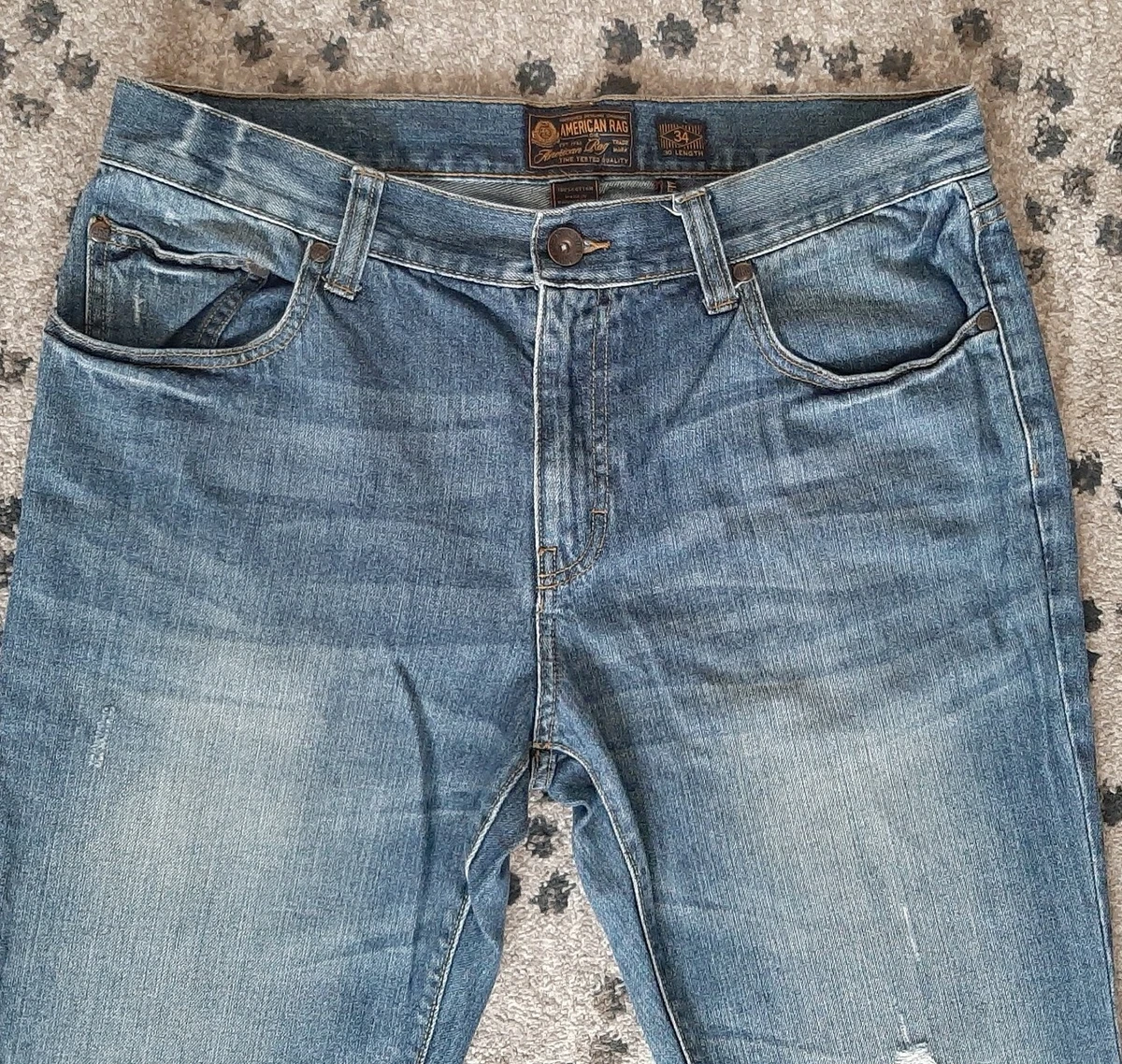 American Rag Straight Leg Distressed Blue Jeans Clark Fit Men s 34 30