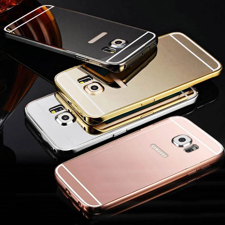 Custodia Per IPhone 6 / 6 Plus In Alluminio Metallo Argento Nero Rosa Cornice - Immagine 2 di 4