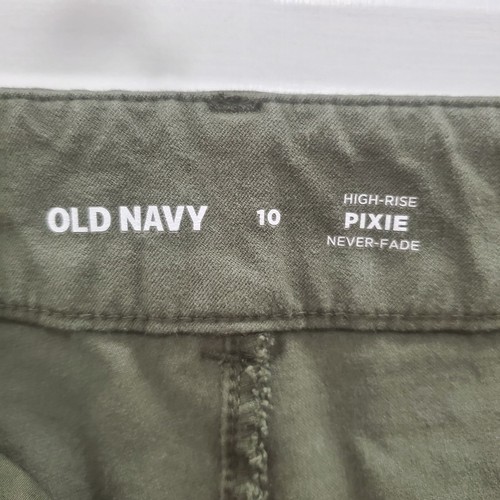 Old Navy Pixie High Rise Never Fade Women's Army Green Stretch Khaki Pants 10 - Picture 4 of 7