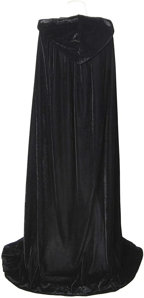 Disfraz de Halloween de terciopelo vampiro medieval con capucha capa larga con capas de bruja Foto 4 de 4
