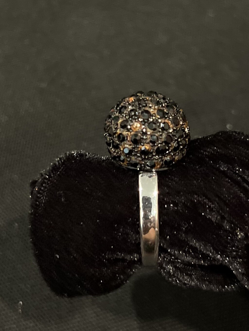 Silver Plated Hematite Rhinestone Ring - image 5