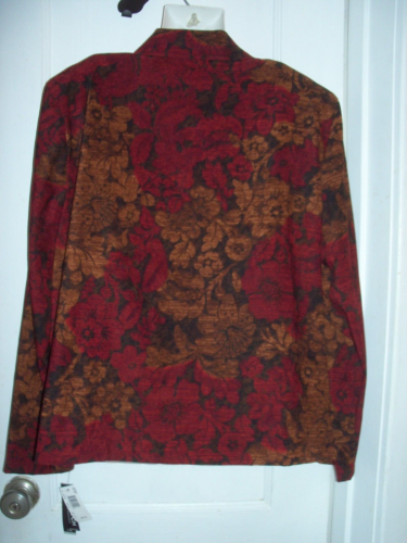 WOMENS BRIGGS NEW YORK BURGUNDY FLORAL BLAZER SIZE 1X NWT - RETAIL $48.00 - Picture 2 of 8