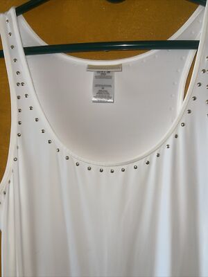 Michael Kors Woman's Gold Studded White Dress Size Medium