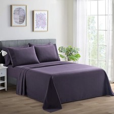 Rayon from Bamboo Comfort Soft Solid Deep Pocket Bedding Sheet Set, Eggplant