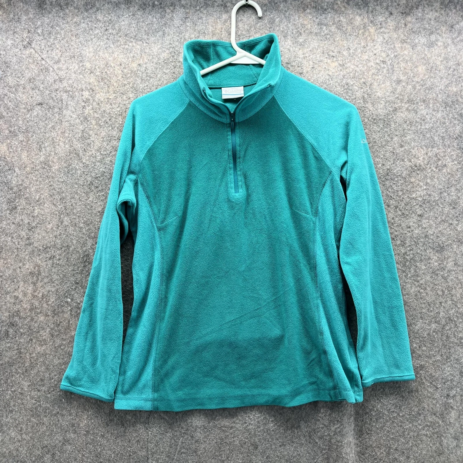 Columbia Sweater Women Medium Jacket Teal Blue 1/2 Half Zip Fleece Sweatshirt