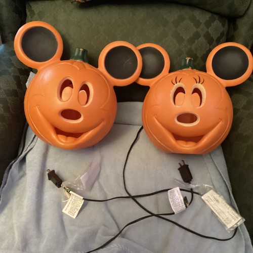 Mickey Mouse Minnie Halloween Pumpkin Jack O Lantern Light Up Blow Mold Disney