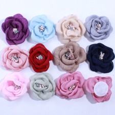 20PCS 5.5CM Gorgeous Burned Fabric Flowers With Tissue Stamen