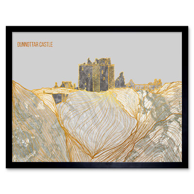 Dunnottar Castle Stonehaven Scotland Ancient Marble Framed Wall Art Print 9x7