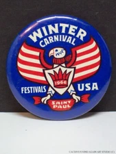 Vintage 1966 St Paul Winter Carnival Button Minnesota Festivals USA Pin Eagle MN
