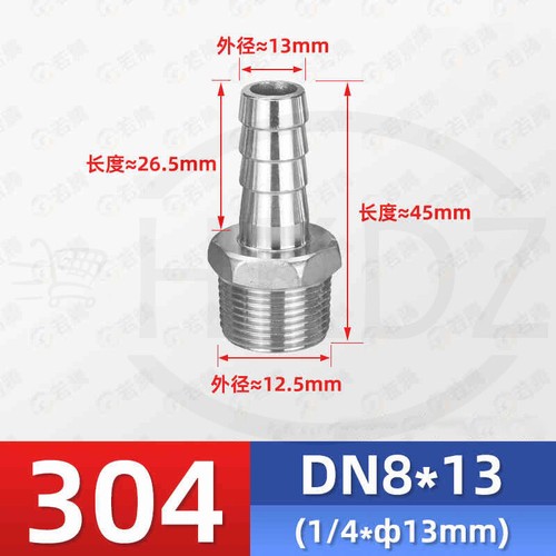 BSP Male Thread Pipe Fittings 1/8" - 4" Barb Hose Tail Connector Stainless Steel - Picture 26 of 81