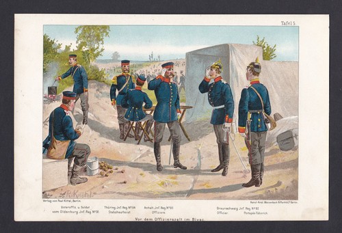1900 Knötel Tenda Da Ufficiale Bivacco Uniformi Militaria Militare Soldati Litho