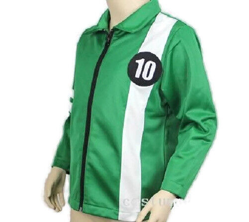 Ben10 Ultimate Alien Cosplay Costume Ben Tennyson Green Coat Zip-up Jacket