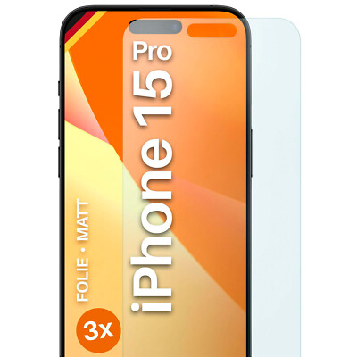 3x Schutzfolie Matt für Apple iPhone 15 Pro Displayschutz Handyfolie Anti Reflex