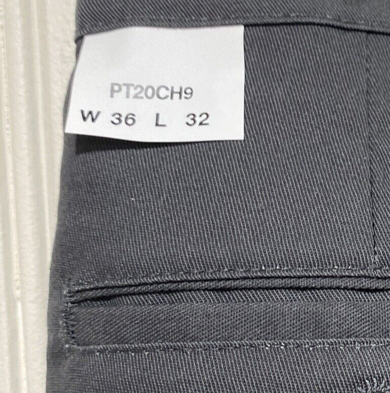 Men's Red Cap Gray Flat Front Work Pants Cotton/Poly Blend 36x32