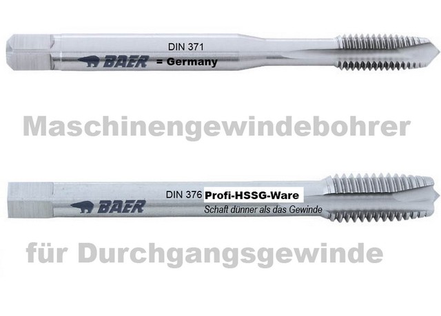 Gewindebohrer Baer Gewindeschneider HSS M2 - M20 Maschinengewindebohrer Auswahl Gewindebohrer Baer Gewindeschneider HSS M2 - M20 Maschinengewindebohrer Auswahl