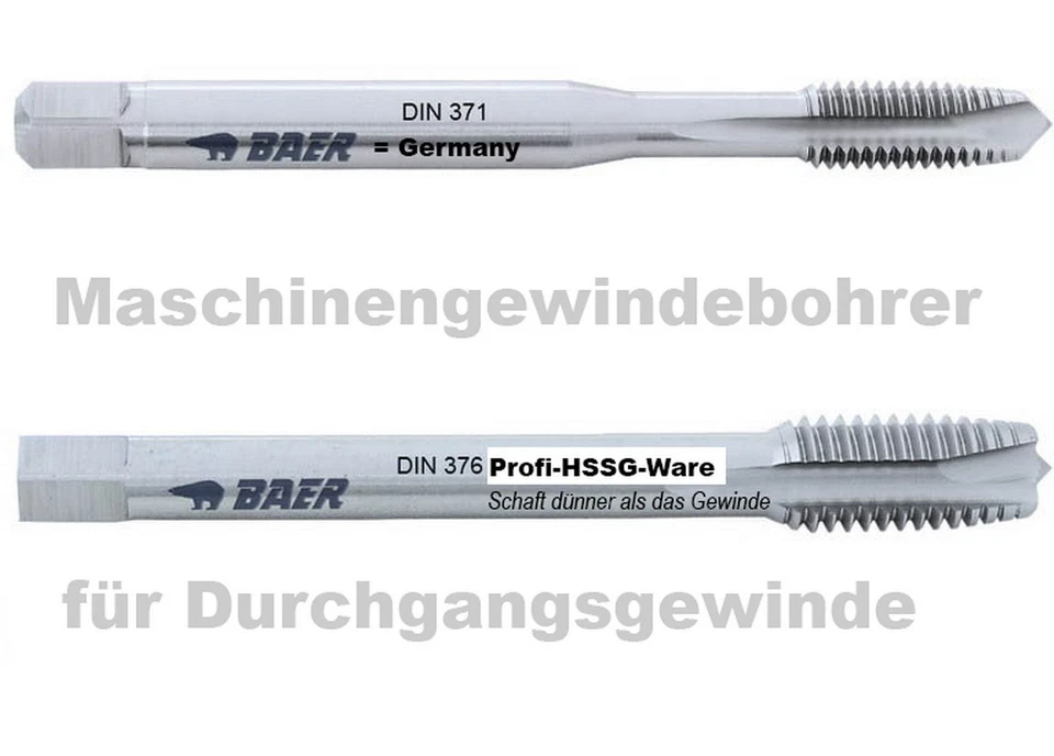 Gewindebohrer BAER Maschinengewindebohrer M2 - M20 HSS Gewindeschneider Bohrer - Bild 1 von 2