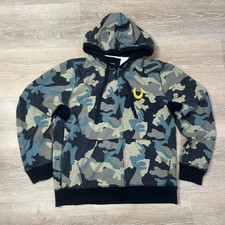 True Religion Hoodie Mens Large Camo Full Zip Sweatshirt Buddha World Tour