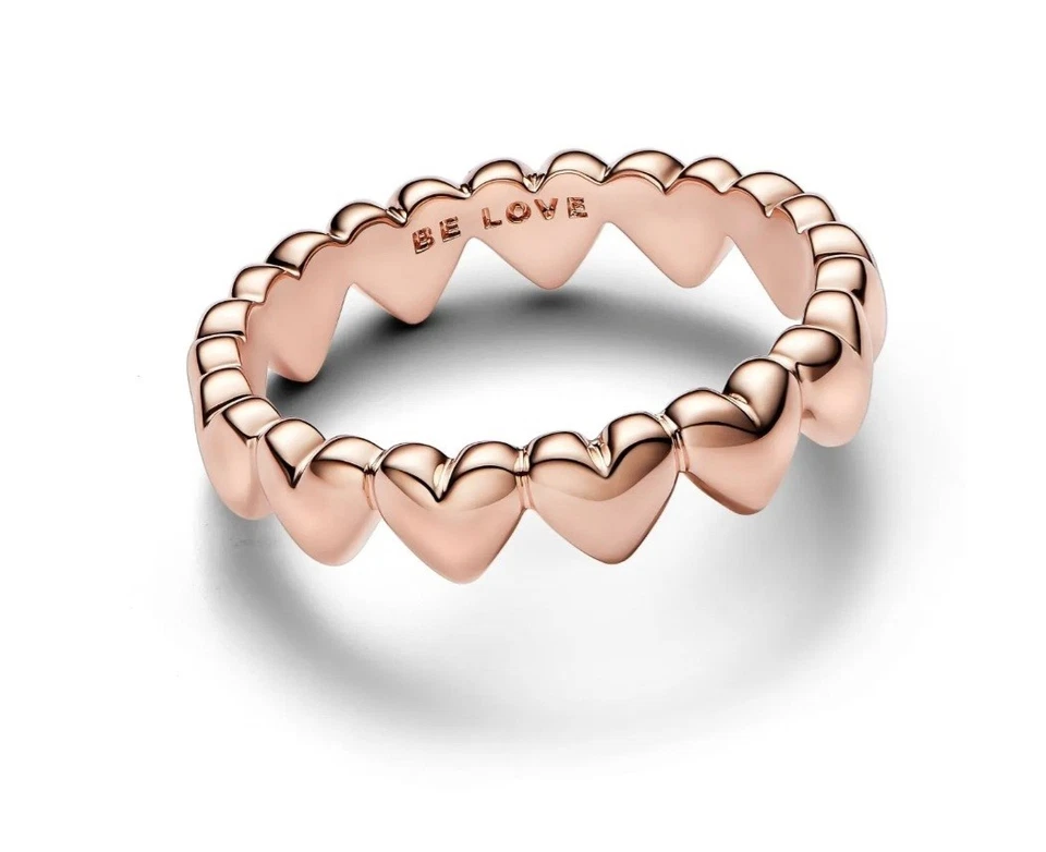 Anello Pandora Cuori – Argento Sterling 925 placcato Oro Rosa 14K – Misura 56 - Immagine 2 di 4