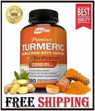 NutriFlair Turmeric Curcumin with Ginger and BioPerine Black Pepper Supplements,