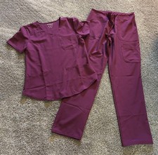 ScrubStar Wine Berry Scrubs SET Ladies Small S Scrub Top Drawstring Pants NEW